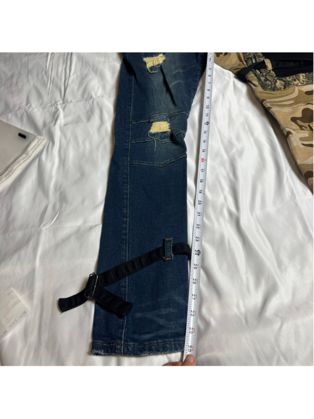 Men's Reelistik NYC Cargo Pants Waist 36 Blue Beige Split Leg - Picture 5 of 8